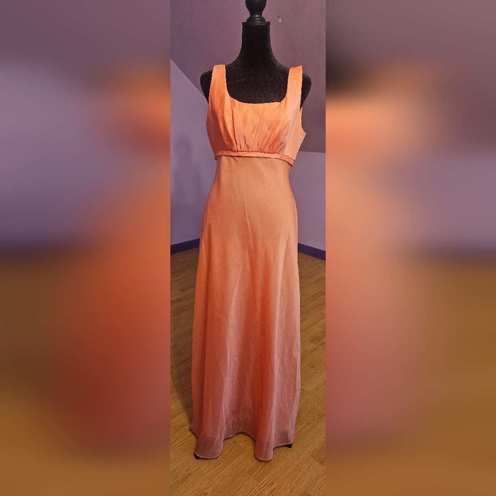 Pastel Peach Formal Dress With Train